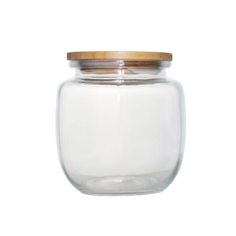 2.3L Round Glass Canister With Bamboo Lid