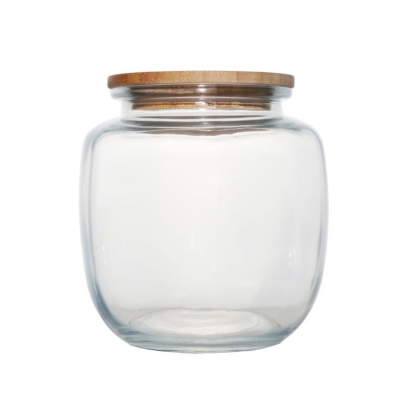 3.2L Round Glass Canister With Bamboo Lid