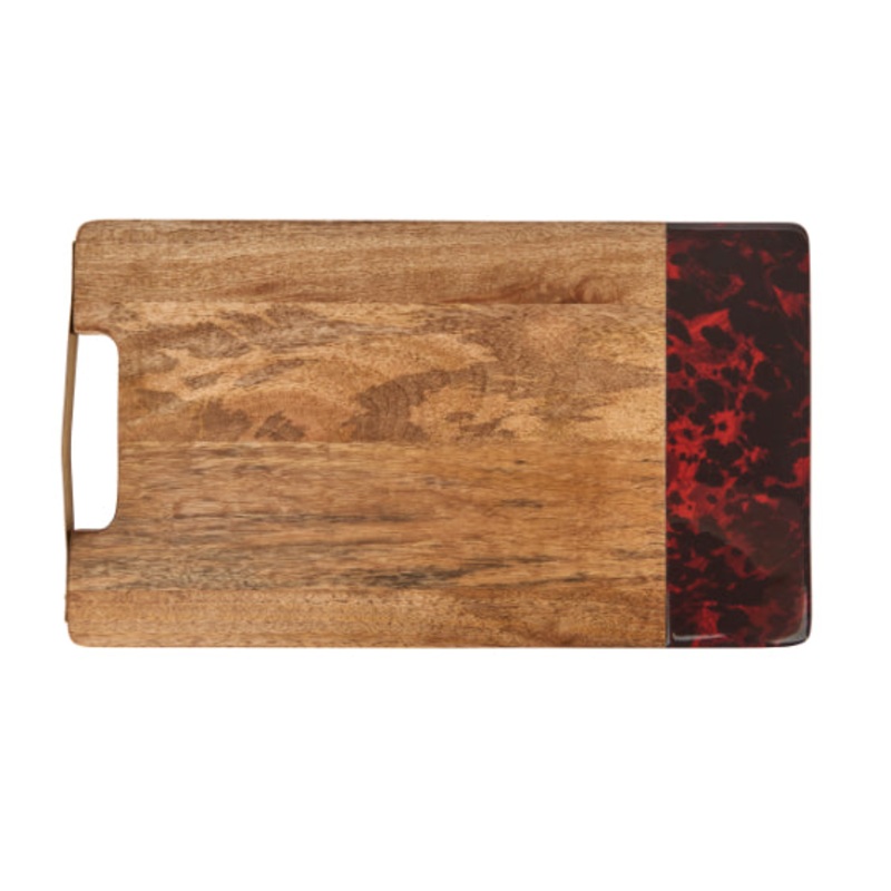 Artes Rectangular Serving Board With Tortoise Shell Resin Edge