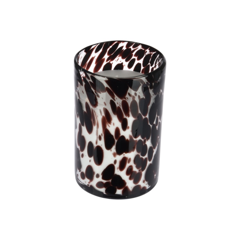 CANDLE IN LEOPARD GLASS 10X15CM