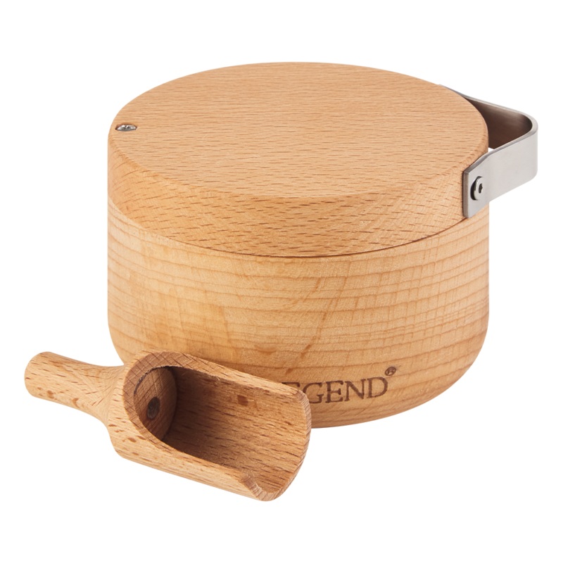 Legend Premium Beechwood Salt Cellar with Spoon