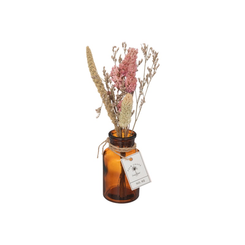 25Cm Glass Vase With Dried Flowers