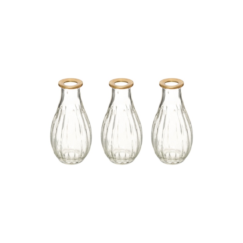 3 Piece Gold Rim Glass Bottles