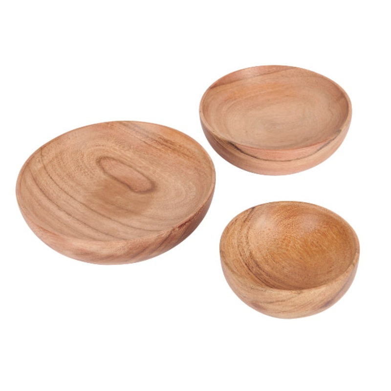 Artesa Set Of Three Acacia Wood Serving Bowls