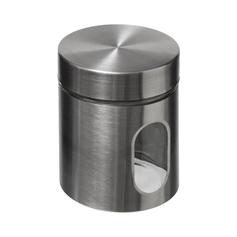 Stainless Steel & Glass Storage Jar