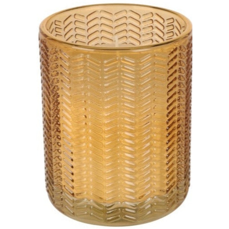 12cm Candle In Glass With Gold Rim