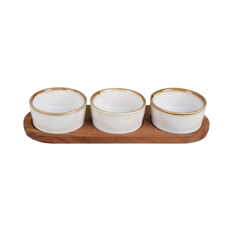 4 Piece Serving Set On Rectangular Tray