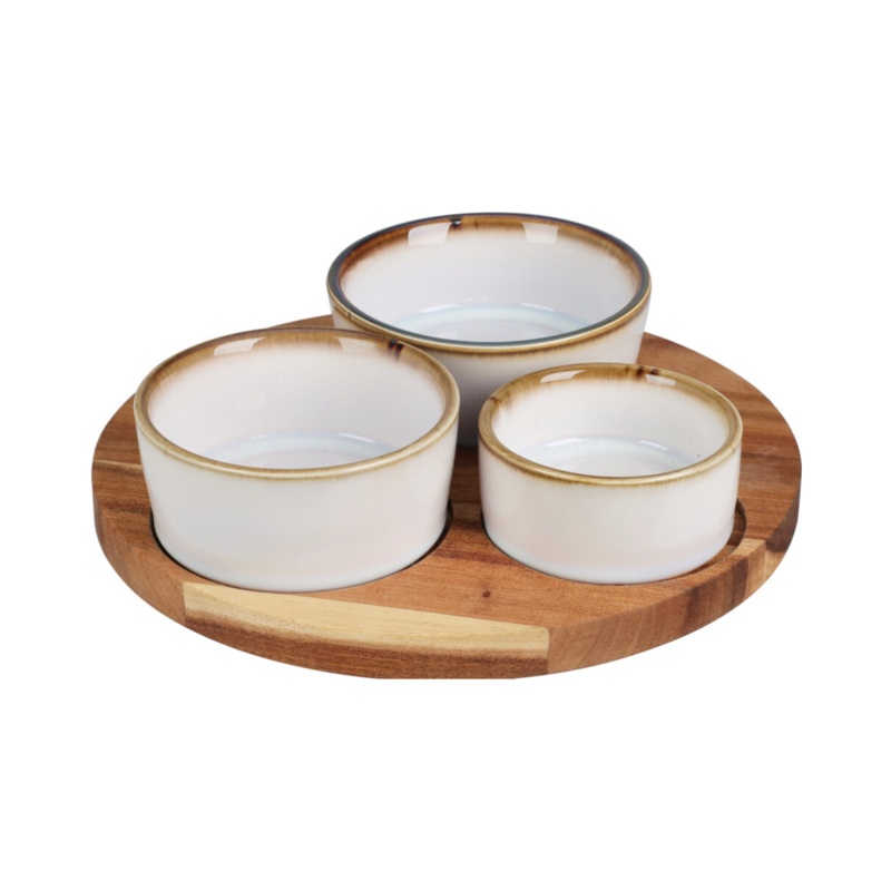 4 Piece Serving Set On Round Tray