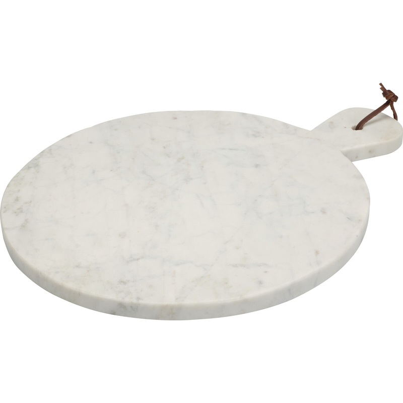 Round Marble Cutting Board With Leather Strap