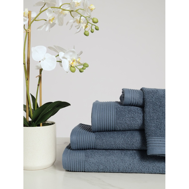 450GSM Signature Ripple Border Towels - Blue