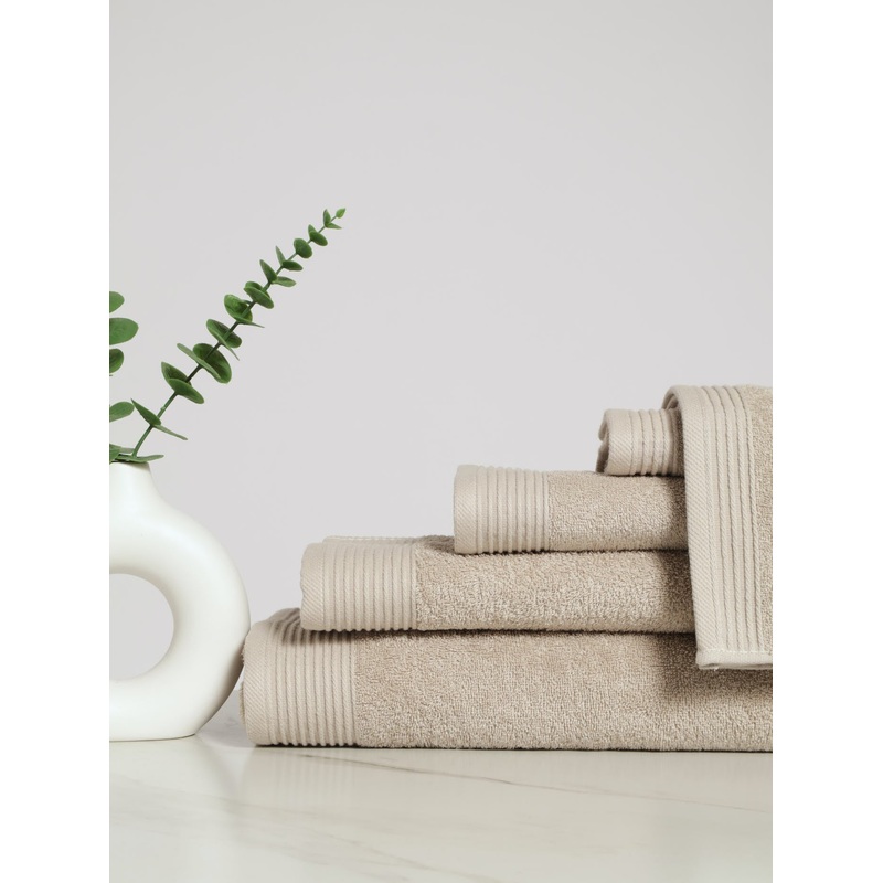 450GSM Signature Ripple Border Towels - Stone