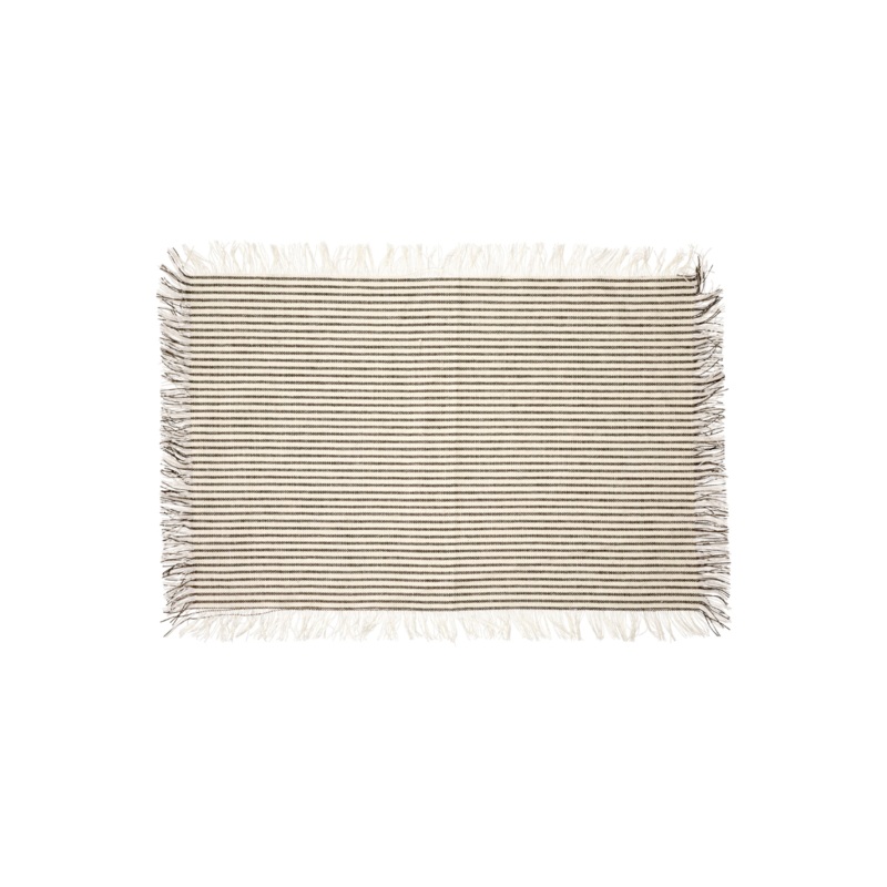 Frayed Cotton Striped Placemats - Set Of 4