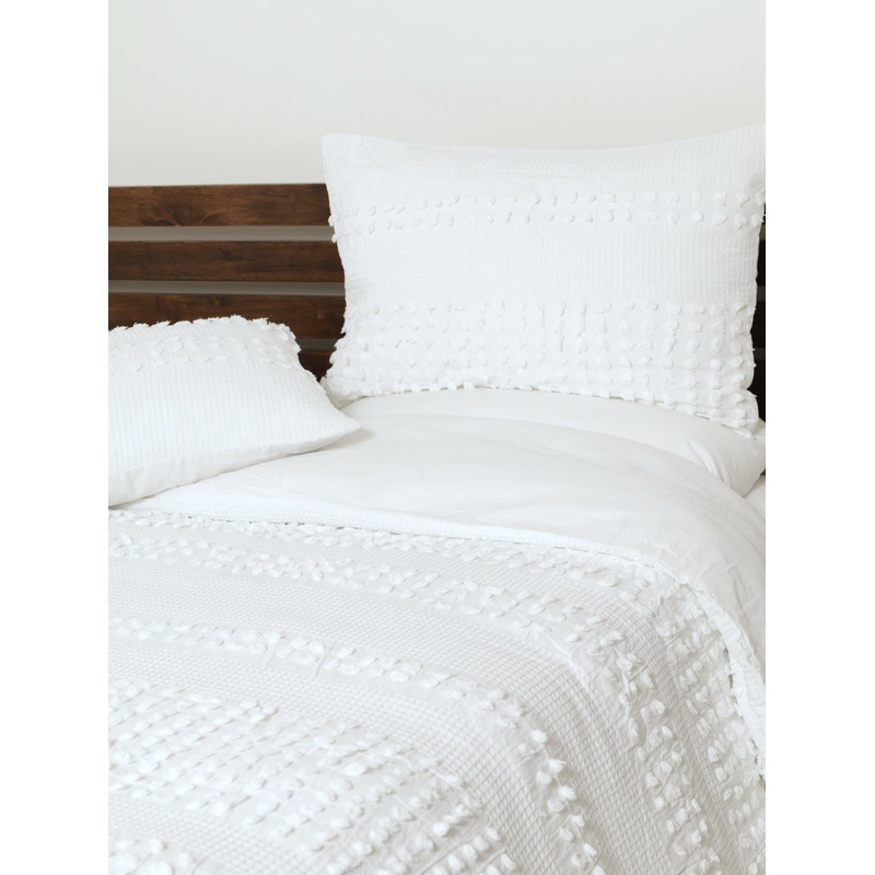 Tufted Dot Duvet Cover - White