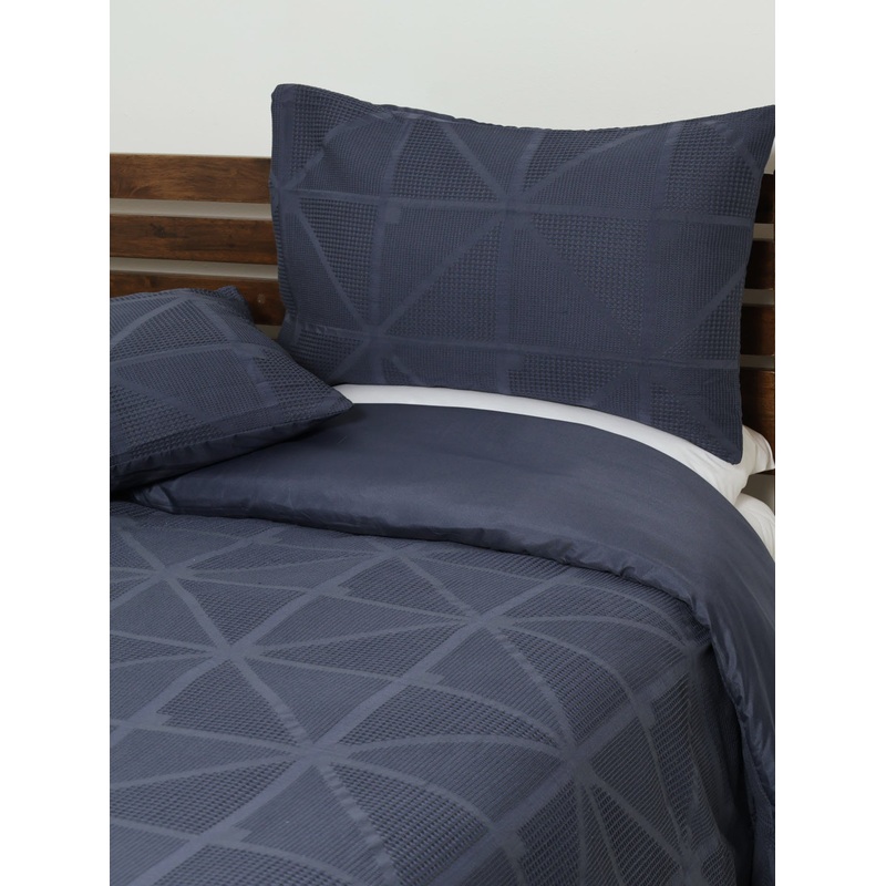 Waffle Geo Duvet Cover - Blue