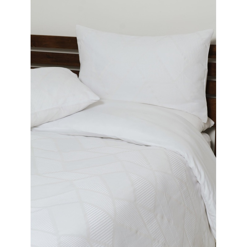 Waffle Geo Duvet Cover - White