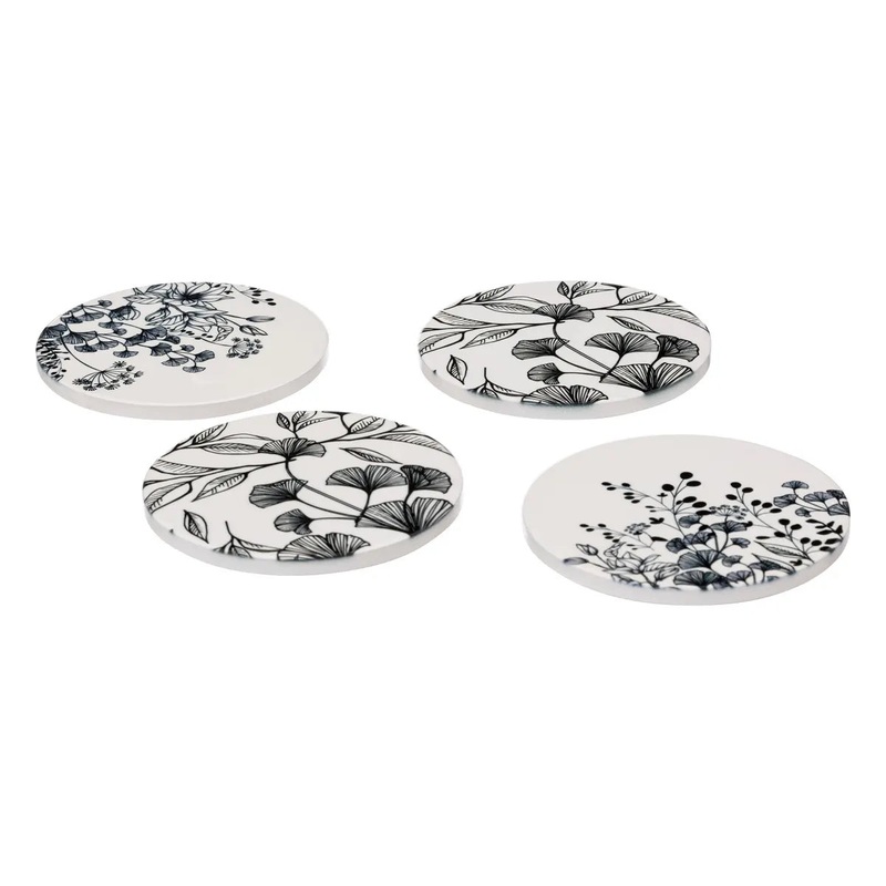 White Floral Coasters - Set For 4
