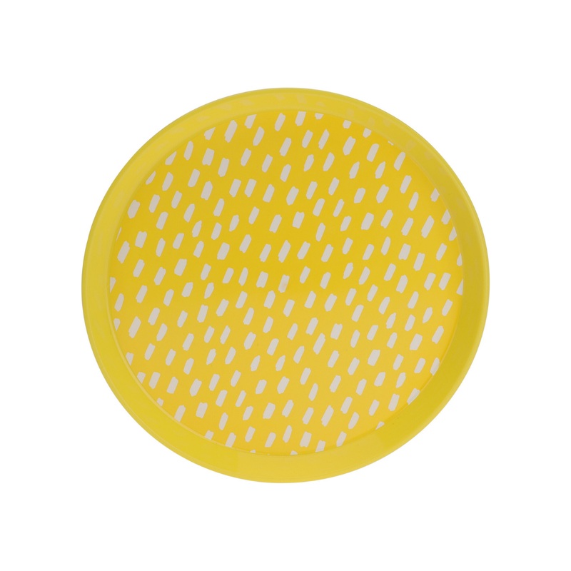 4 Piece Plates With Print - Yellow