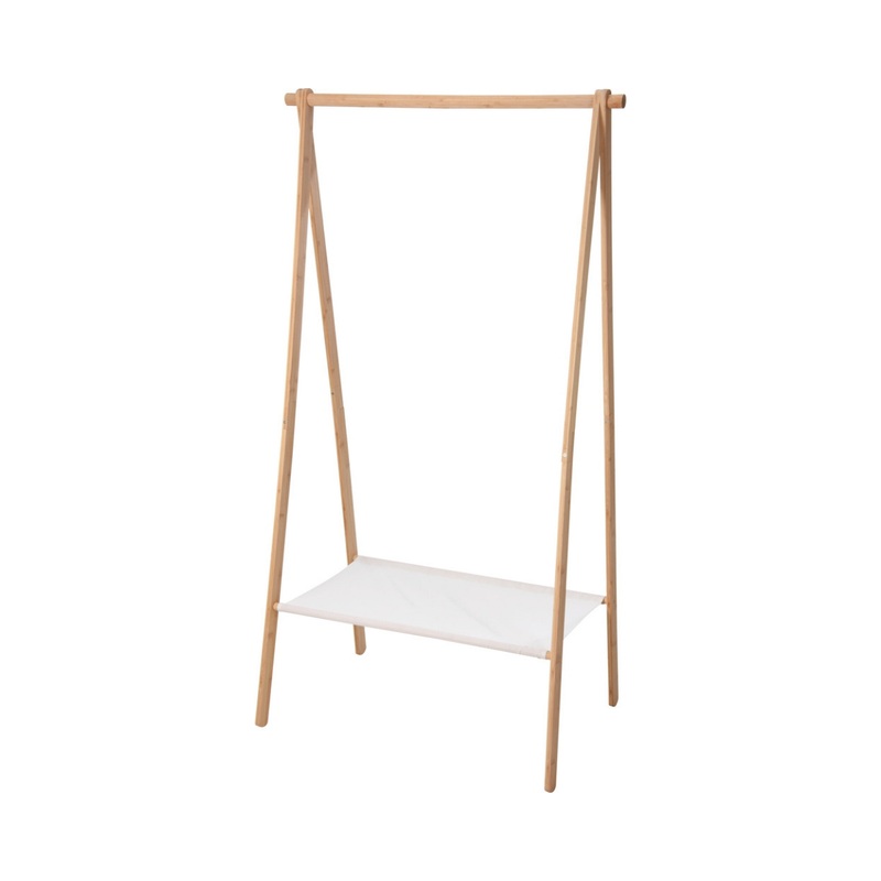Bamboo Clothes Rack with Shelf