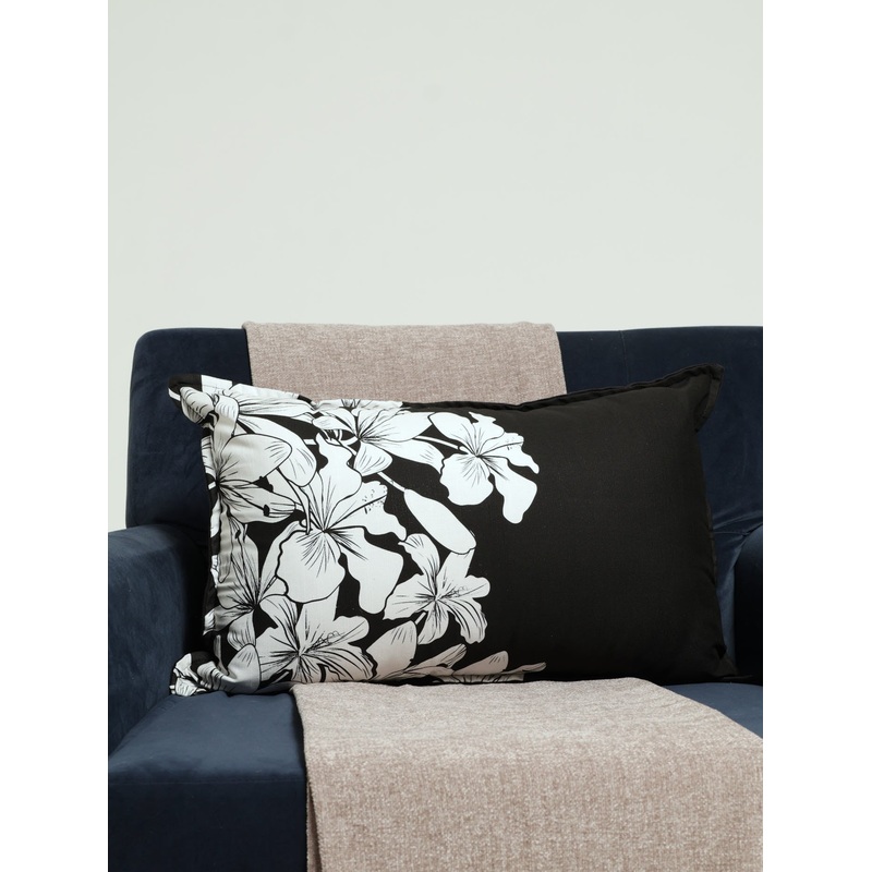 Black And White Bouquet Printed Scatter Cushion