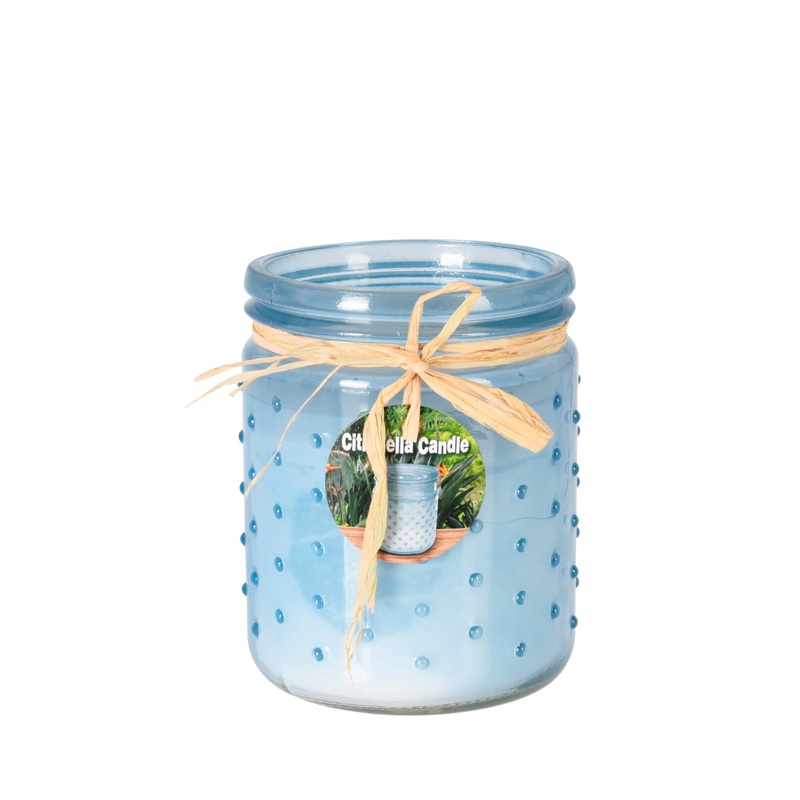 Citronella Wax In Glass Jar - Blue