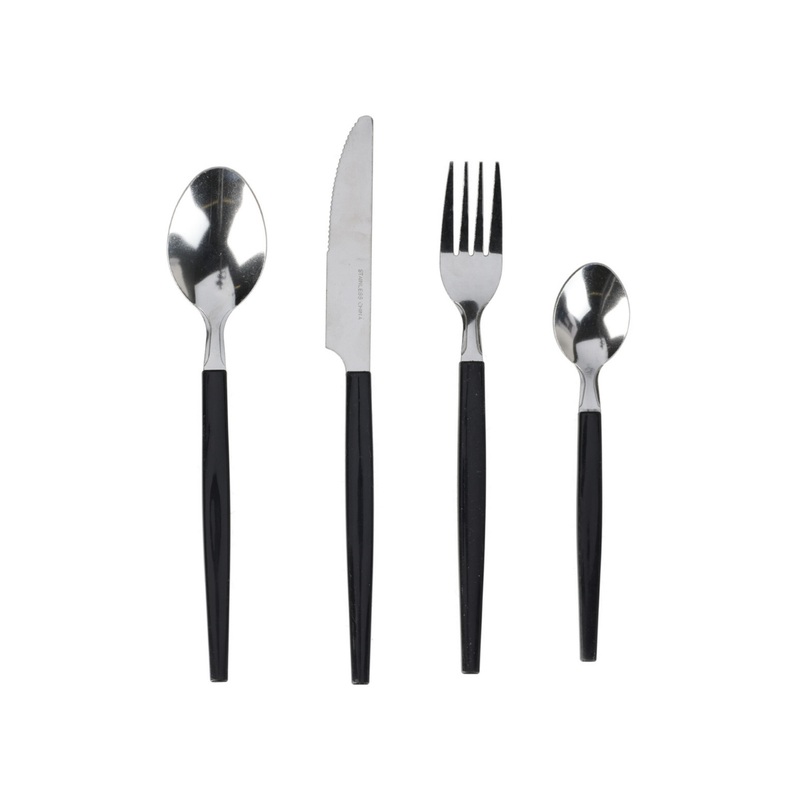 Cutlery Set Stainless Steel 16 Piece - Black