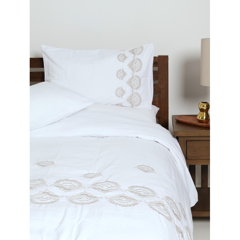 Eden Embroidered Duvet Set - White