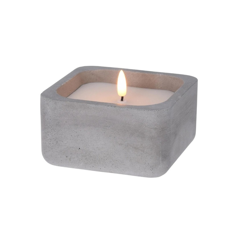 Led Candle In Square Pot - Grey