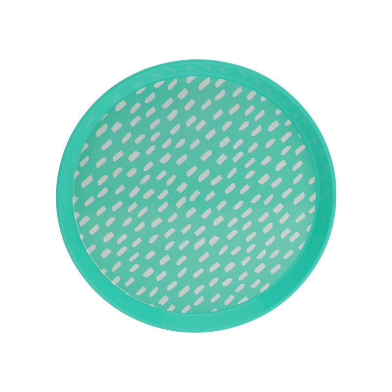 Plates With Print 4 Piece - Aqua