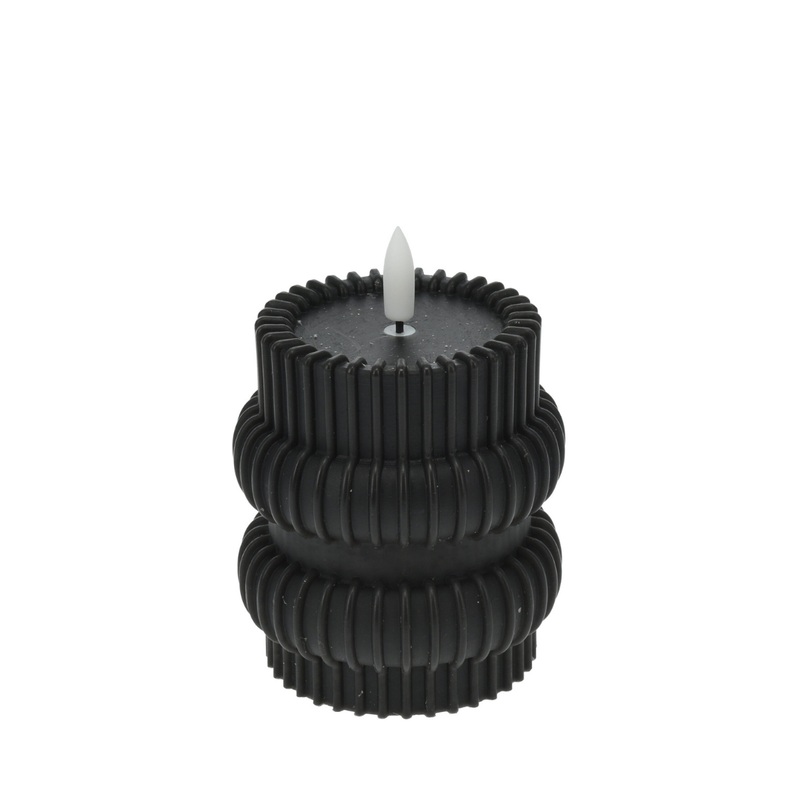 Ribbed Led Candle - Black
