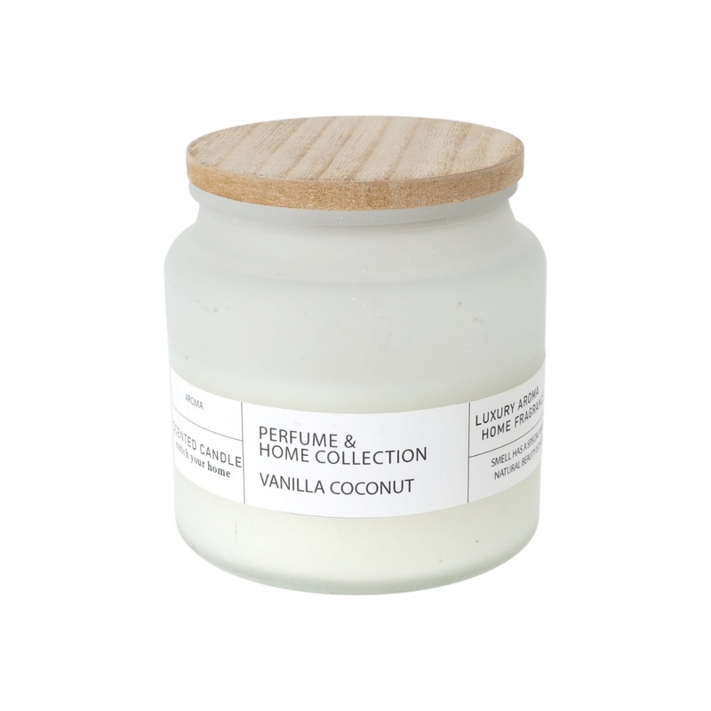 Vanilla Coconut Scented Candle In Glass - White