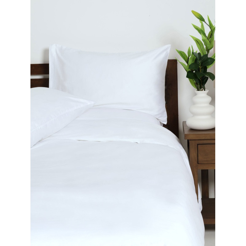 100% Cotton Percale Standard Duvet Set White - 400TC