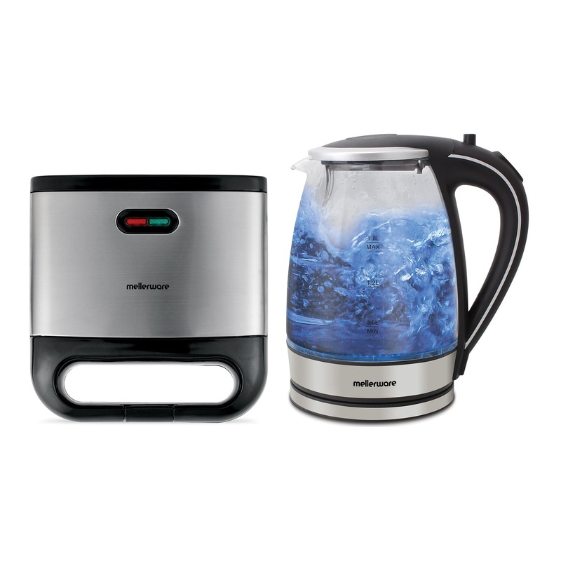 2 Piece Starter Pack Glass Kettle + Sandwich Maker