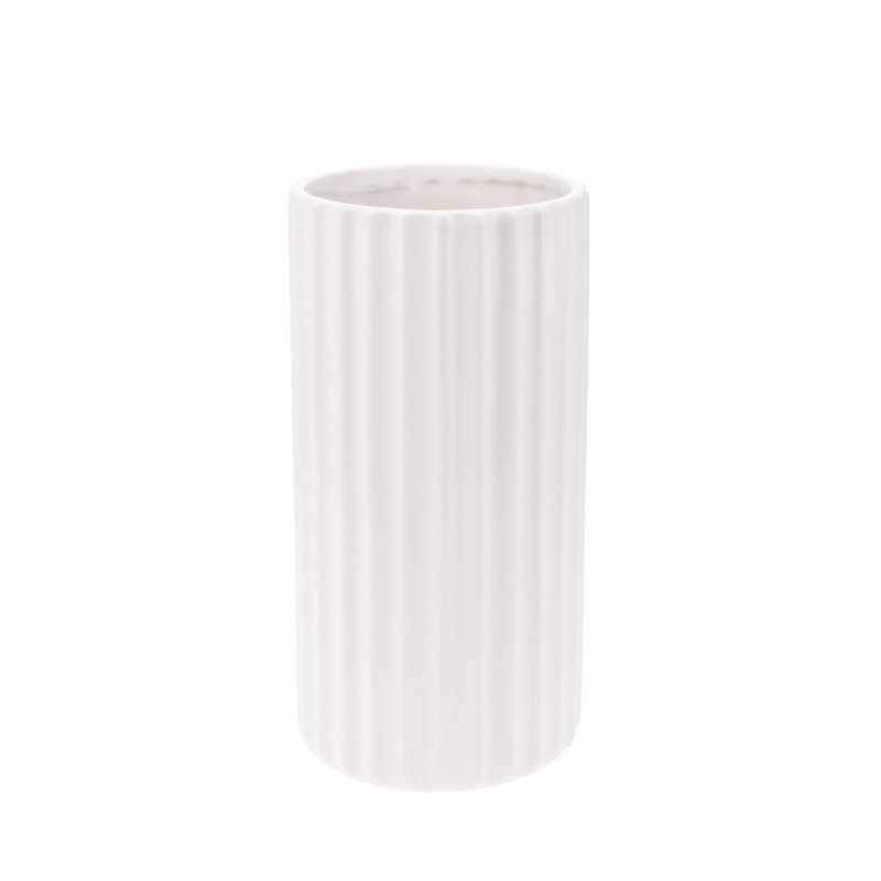 25Cm Textured Vase - White