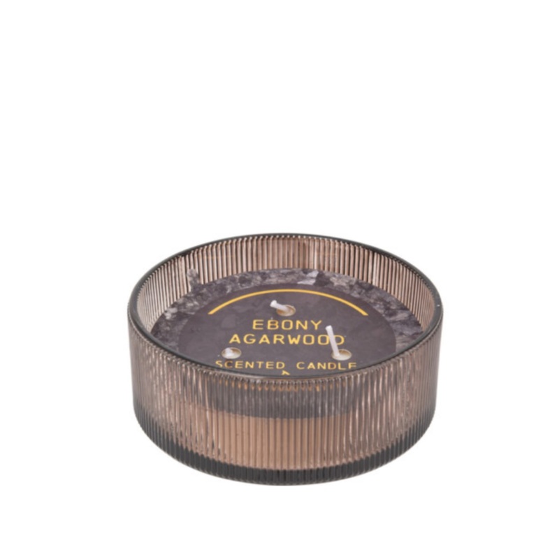 3 Wick Scented Candle In Glass Ebony Agarwood