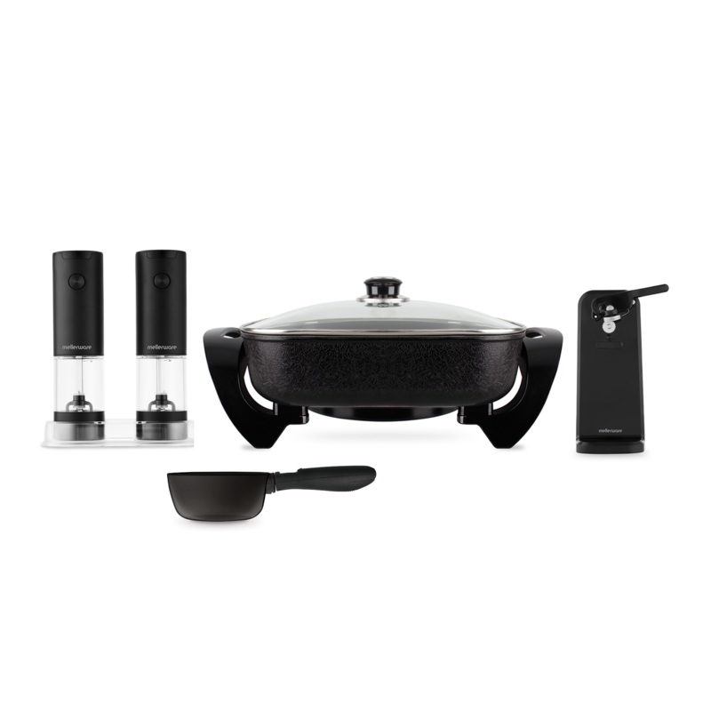 4 Piece Cooking Pack Frying Pan + Salt & Pepper Grinder + Can Opener + Kitchen Scale