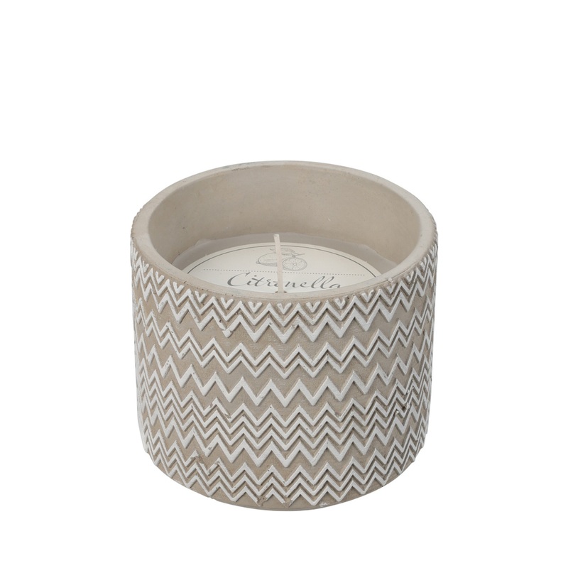 Citronella Candle In Cement Wave Jar - Grey