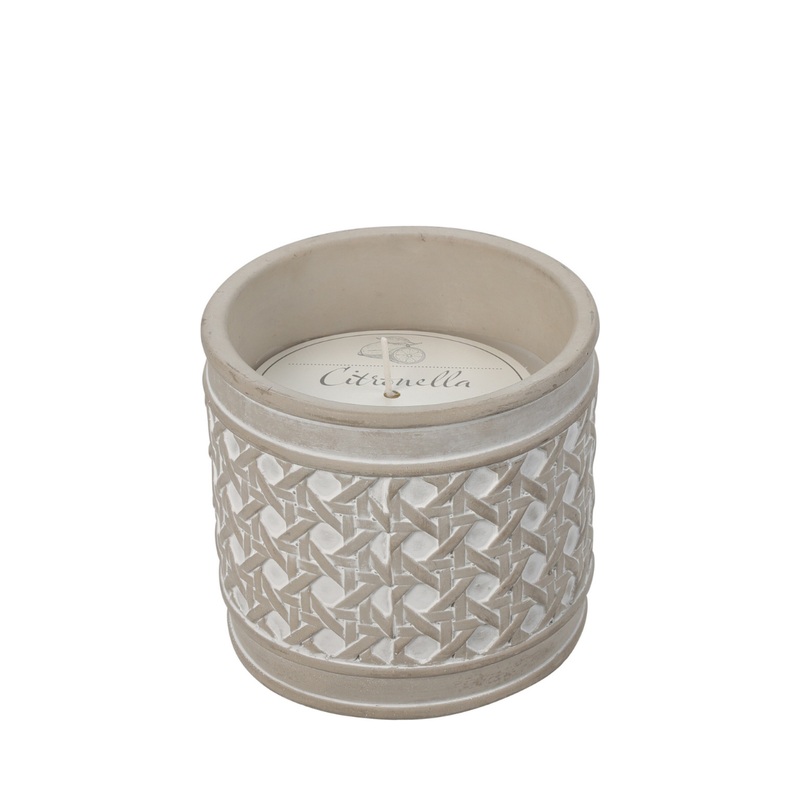 Citronella Candle In Textured Cement Stitch - Grey