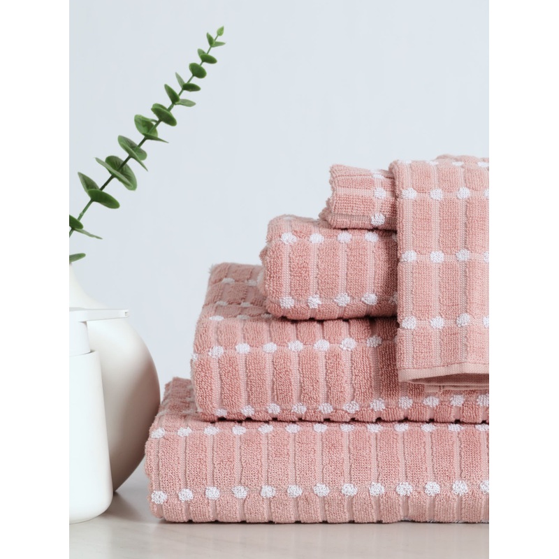 Stitch Stipe Bath Towels - Blush