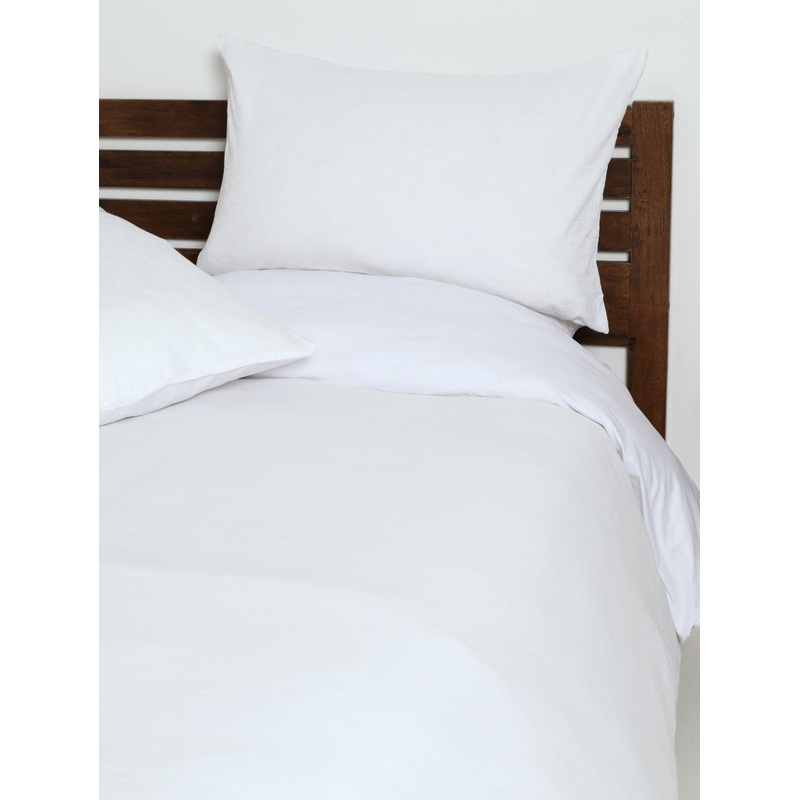 100% Cotton Fine Waffle Texture Duvet Cover Set - White