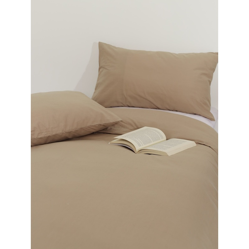 100% Cotton Percale Single & 3/4 Standard Duvet Set Stone - 200TC