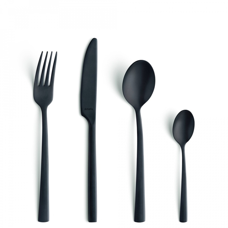 Amefa Manile 16 Piece Matt Black Cutlery Set