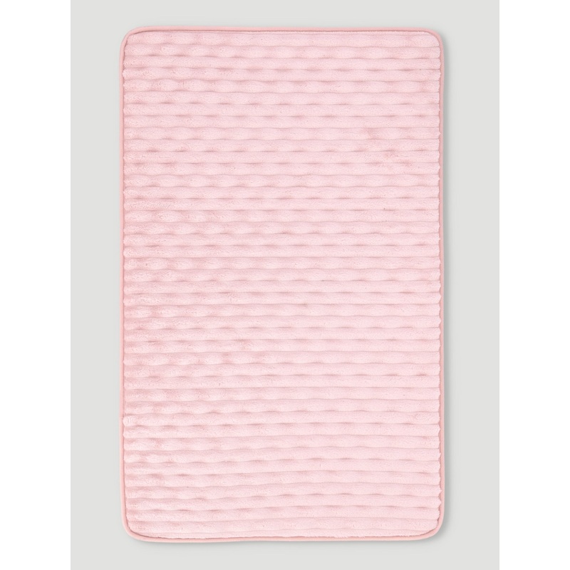 Rib Wave Textured Memory Foam Bath Mat - Blush