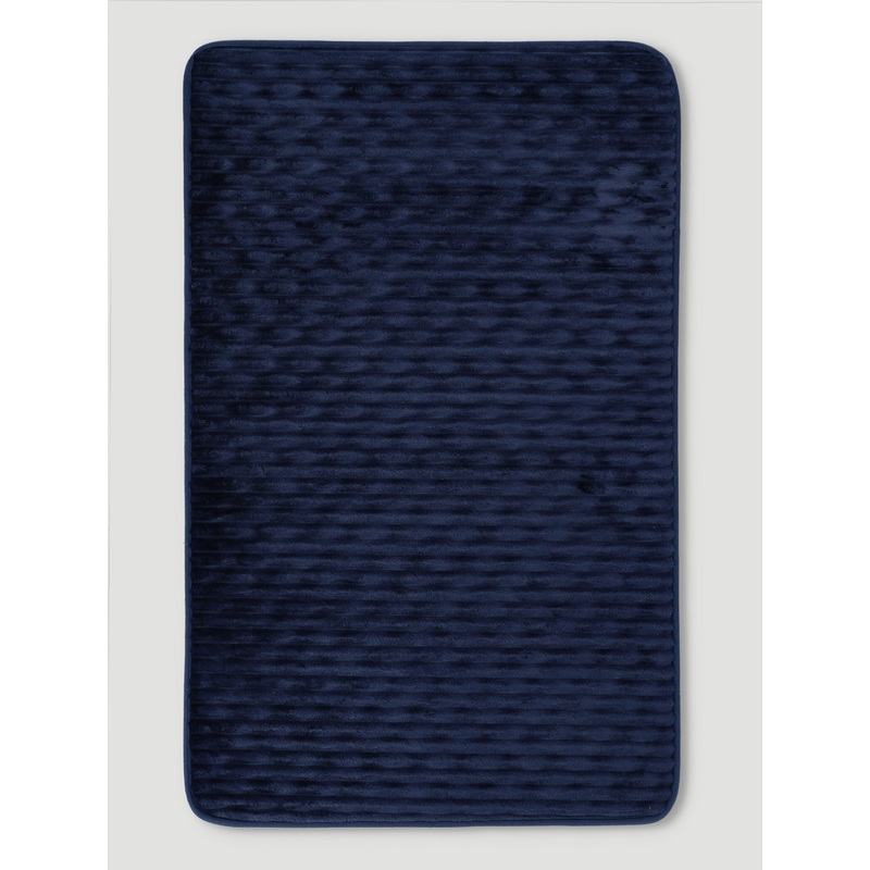 Rib Wave Textured Memory Foam Bath Mat - Navy