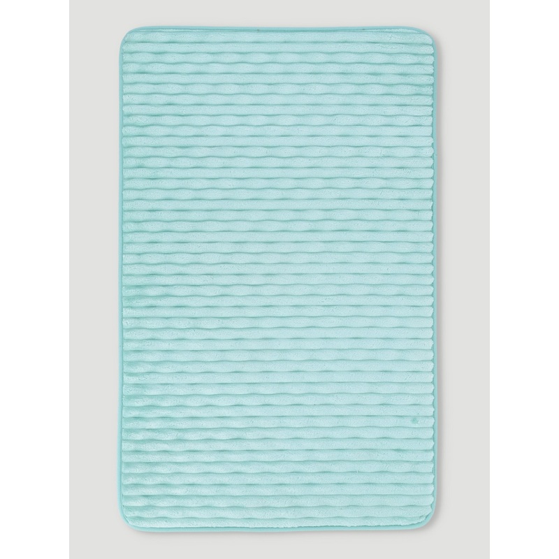 Rib Wave Textured Memory Foam Bath Mat - Sky Blue
