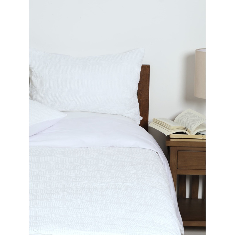 Waffle Diamond Duvet Cover - White