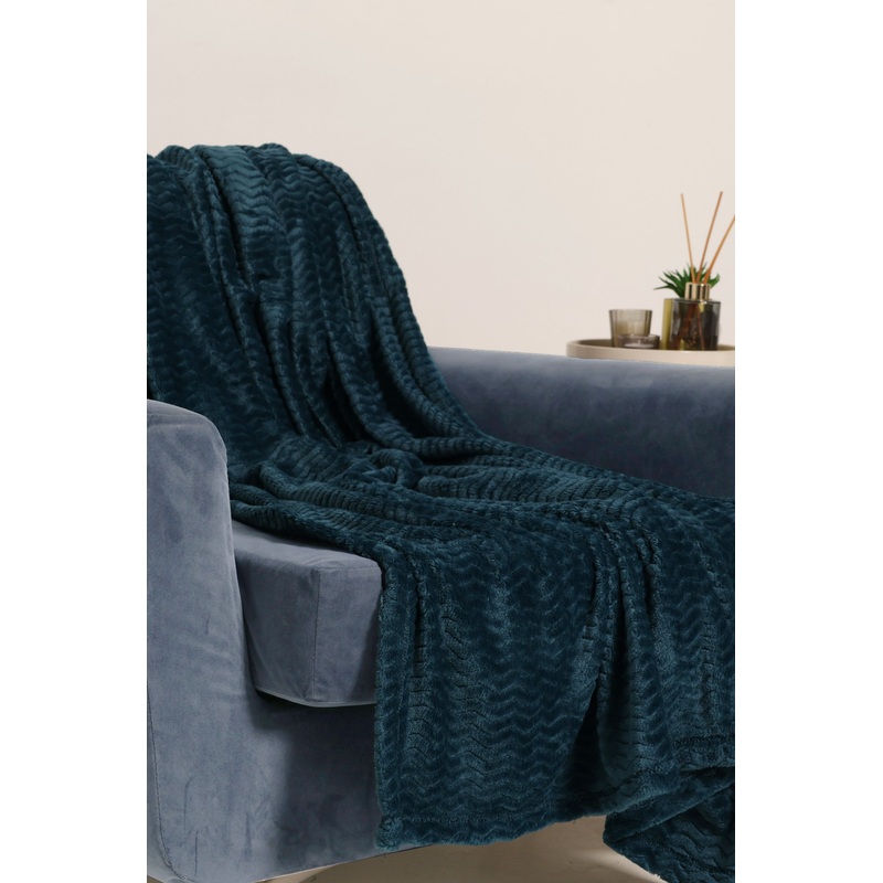 Zig Zag Flannel Blanket - Deep Teal