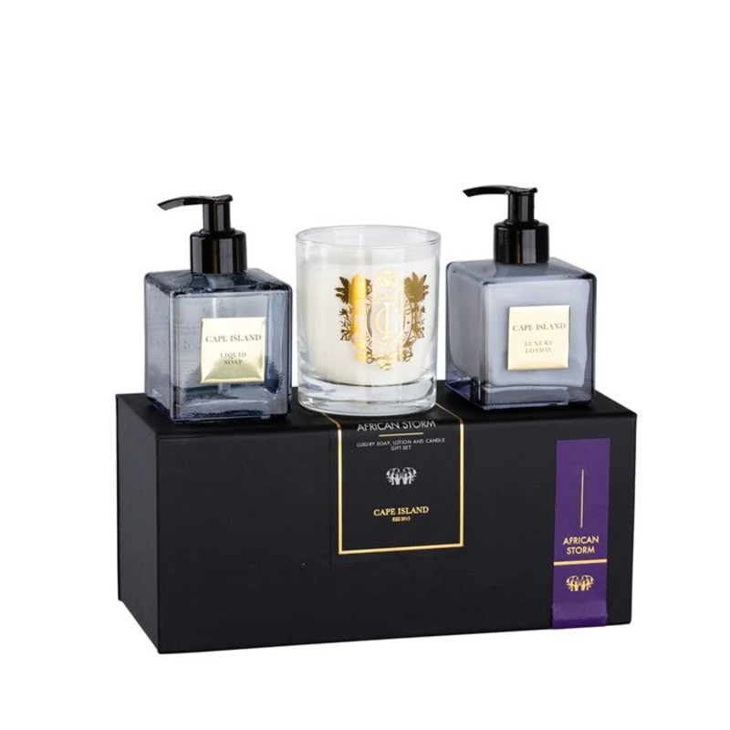 Cape Island African Storm Soap, Lotion & Candle Boxed Set