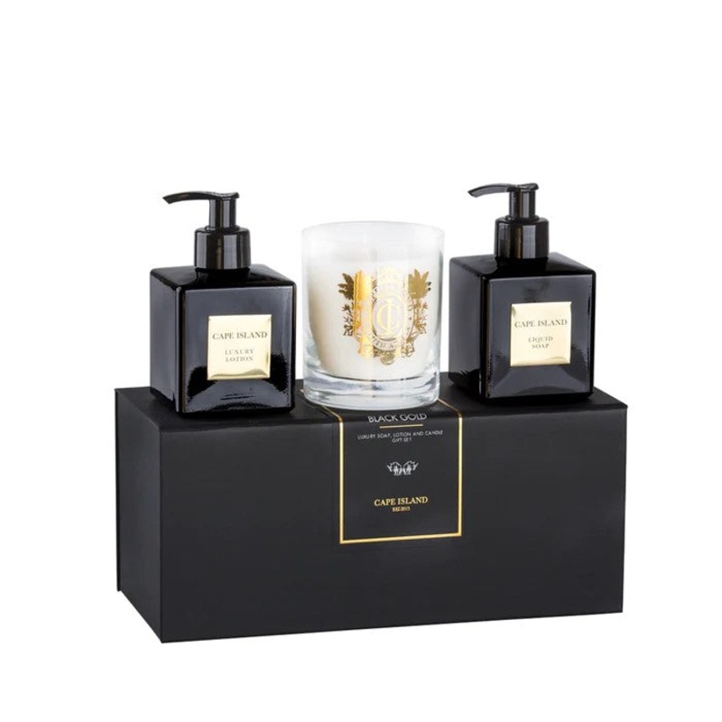Cape Island Black Gold Soap, Lotion & Candle Boxed Set