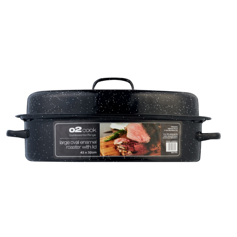 O2 Cook Large Oval Enamel Roaster With Lid