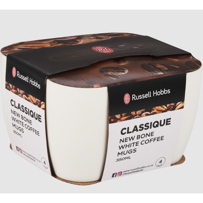 Russell Hobbs Classique New Bone 4 Pack White Coffee Mugs